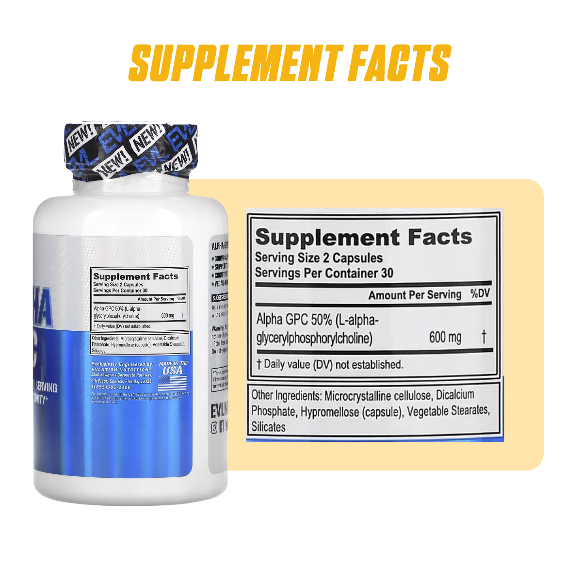 EVLution Nutrition, Alpha GPC, Enhance Focus & Attention, Physical Performance, Support Memory & Learning, 60 Veg Caps - Ultimate Sup Singapore