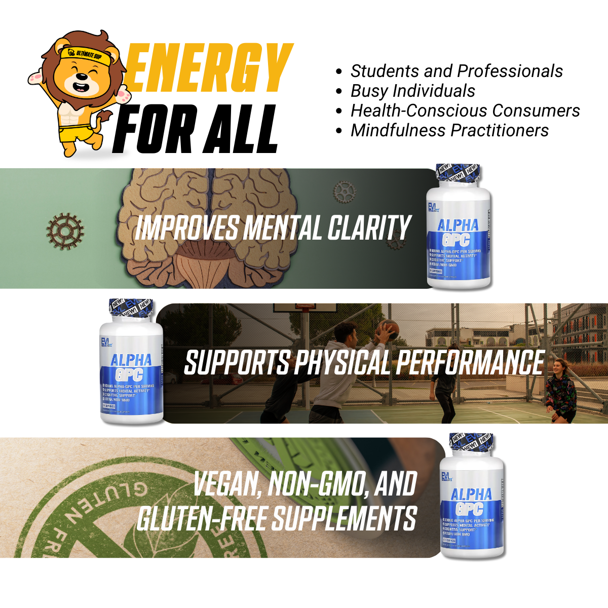EVLution Nutrition, Alpha GPC, Enhance Focus & Attention, Physical Performance, Support Memory & Learning, 60 Veg Caps - Ultimate Sup Singapore