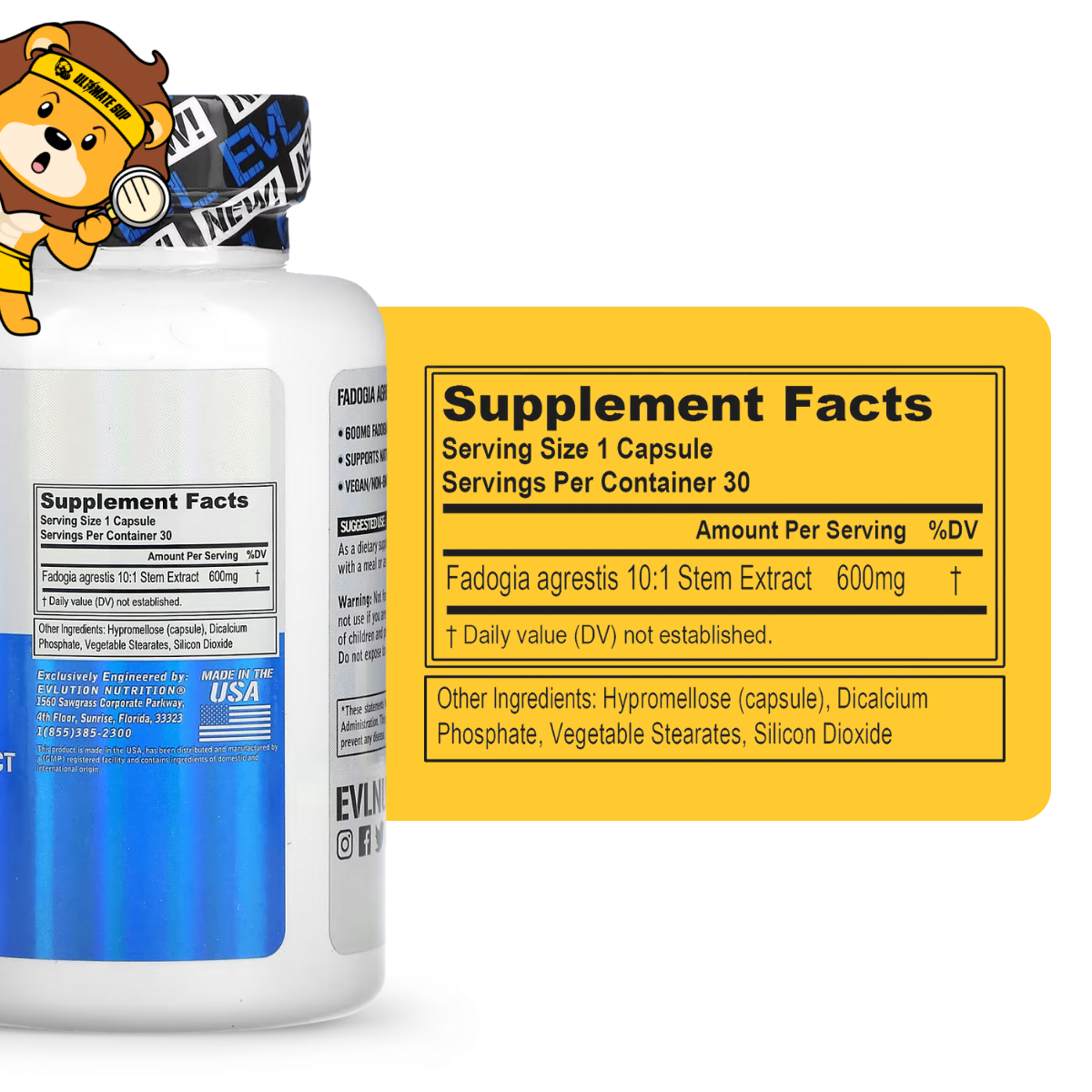 EVLution Nutrition, Fadogia Agrestis, Testosterone Booster, 600 mg, 30 Veggie Capsules - Ultimate Sup Singapore