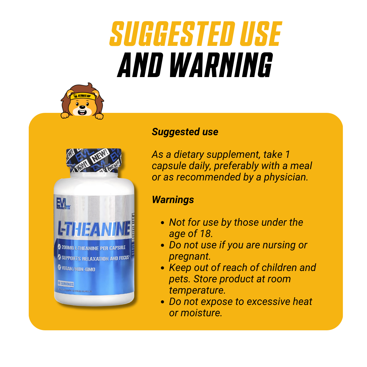 EVLution Nutrition, L-Theanine, 200 mg, 60 Veggie Capsules - Ultimate Sup Singapore