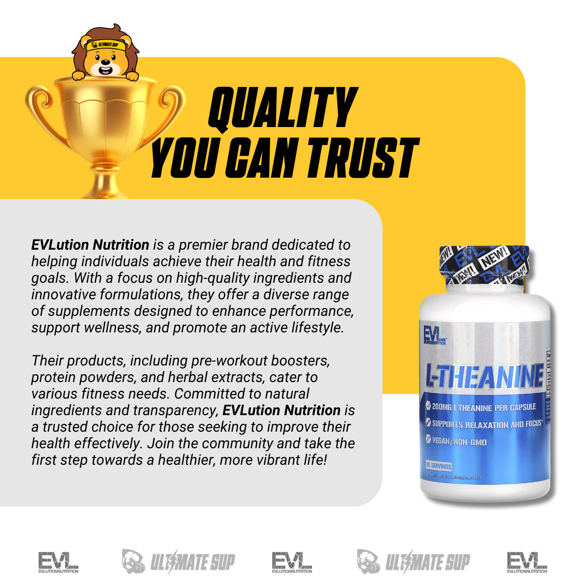 EVLution Nutrition, L-Theanine, 200 mg, 60 Veggie Capsules - Ultimate Sup Singapore