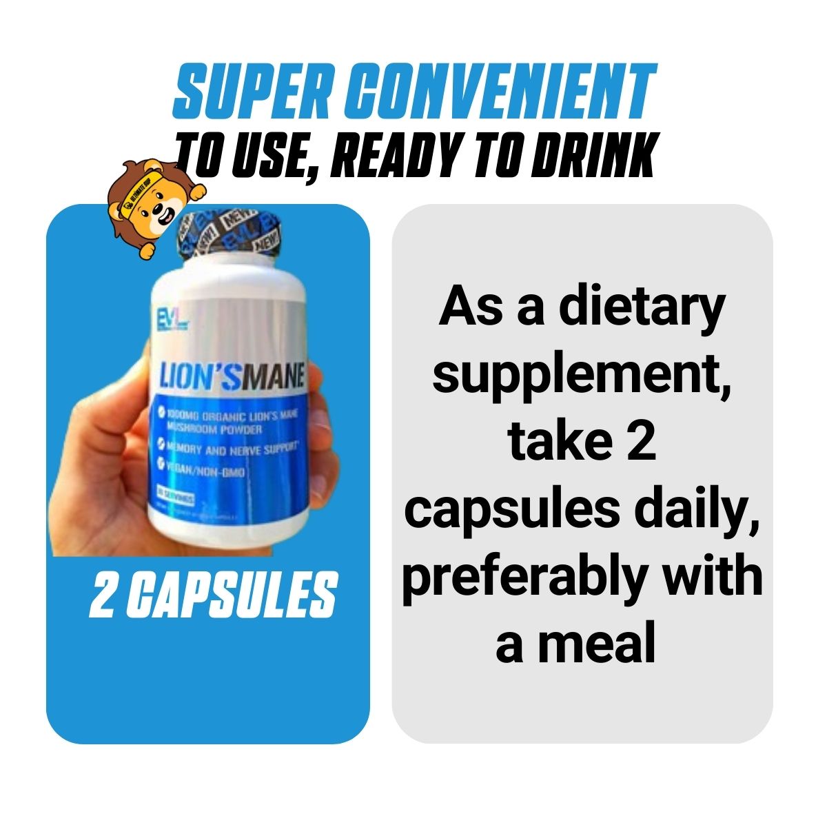 EVLution Nutrition, Lion's Mane, 60 Veggie Capsules - Ultimate Sup Singapore