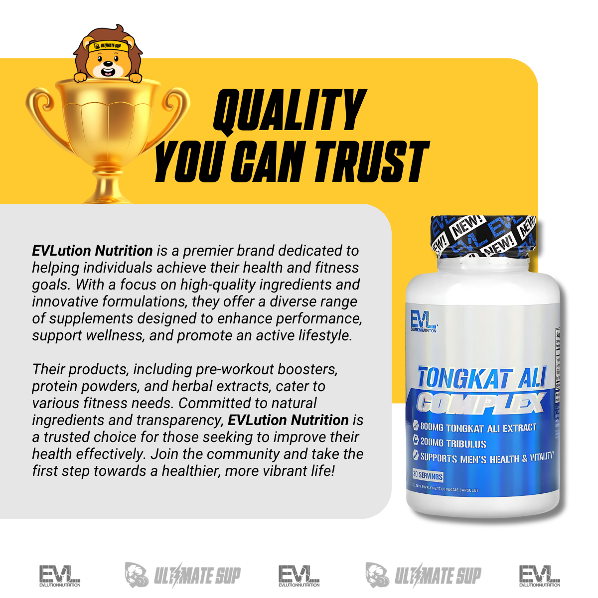 EVLution Nutrition, Tongkat Ali Complex, 800 mg, 60 Veggie Capsules - Ultimate Sup Singapore