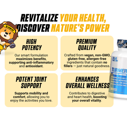 EVLution Nutrition, Turmeric1500 | Turmeric Curcumin with Bioperine, Fast Absorption, Anti Inflammatory, Antioxidant, For Digestive Skin Muscle Immunity Liver & Joint Support | 90 Veggie Capsules - Ultimate Sup Singapore