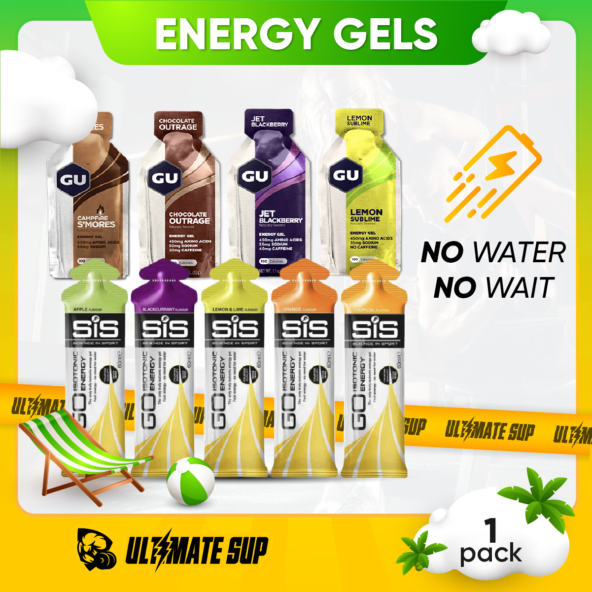 Energy Gels, GU Energy n SiS Gel, 1 Pack - Ultimate Sup Singapore