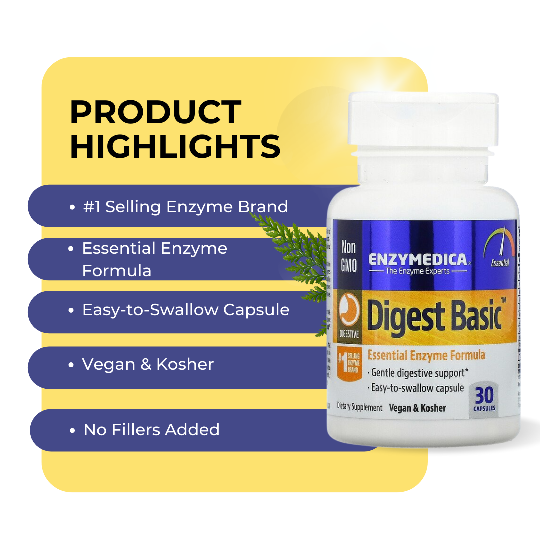 Enzymedica Digest Basic, Essential Enzyme Formula, Support Healthy Digestion 30-180 Counts - Ultimate Sup Singapore