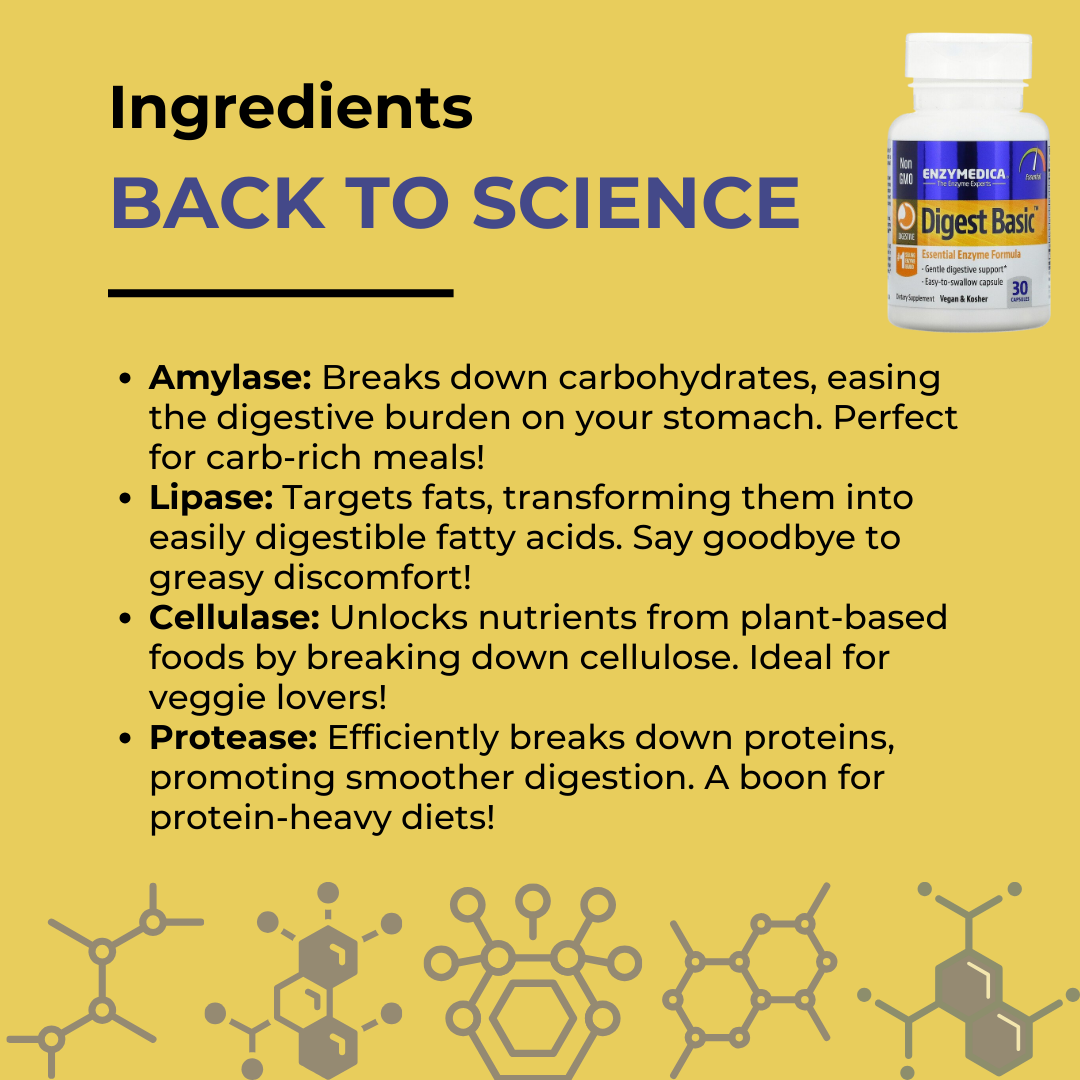 Enzymedica Digest Basic, Essential Enzyme Formula, Support Healthy Digestion 30-180 Counts - Ultimate Sup Singapore