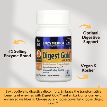 Enzymedica, Digest Gold with ATPro, Digestive Enzyme, Gluten Free, No GMO, Vegan,  21-120 Capsules - Ultimate Sup Singapore
