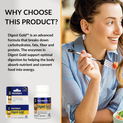 Enzymedica, Digest Gold with ATPro, Digestive Enzyme, Gluten Free, No GMO, Vegan,  21-120 Capsules - Ultimate Sup Singapore