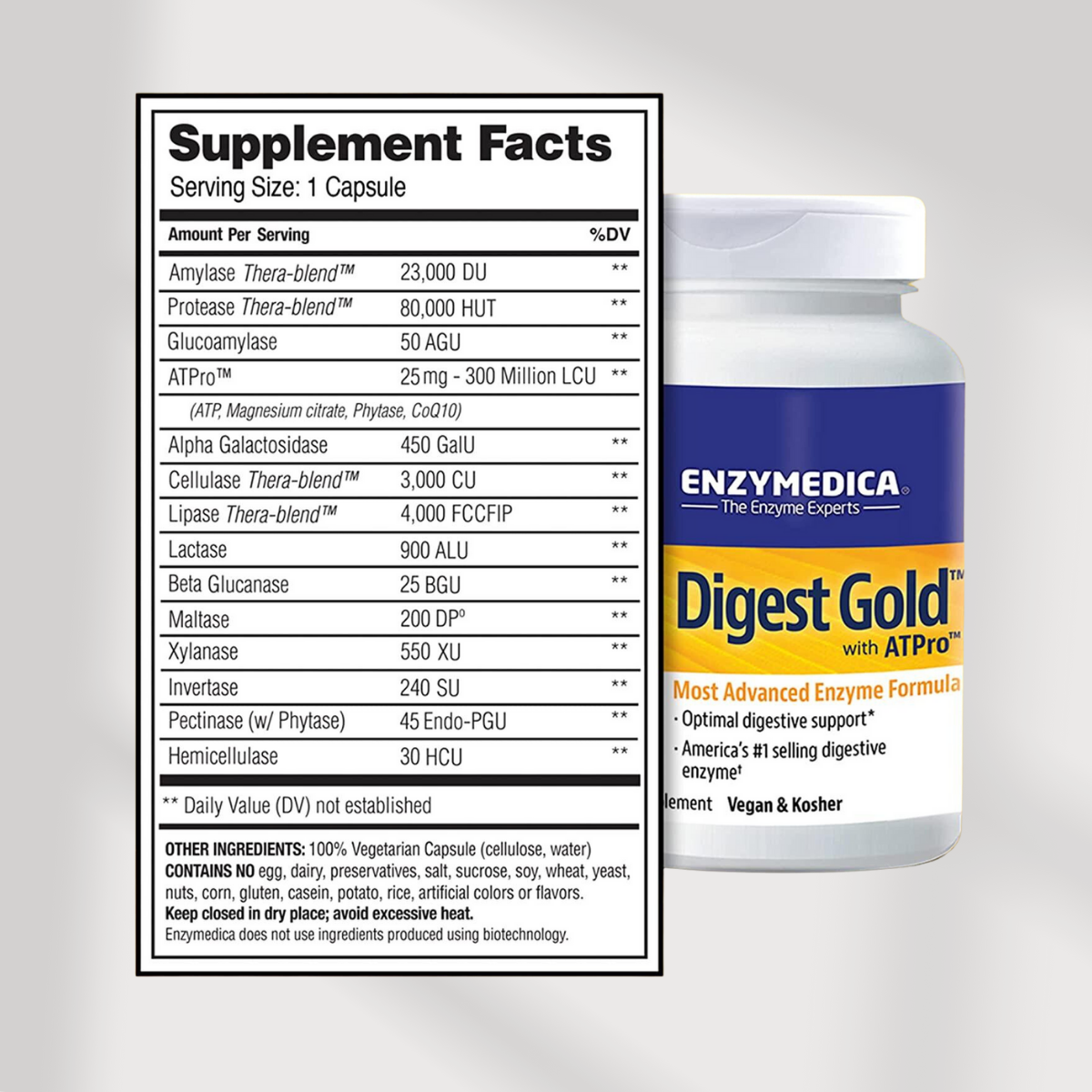 Enzymedica, Digest Gold with ATPro, Digestive Enzyme, Gluten Free, No GMO, Vegan,  21-120 Capsules - Ultimate Sup Singapore