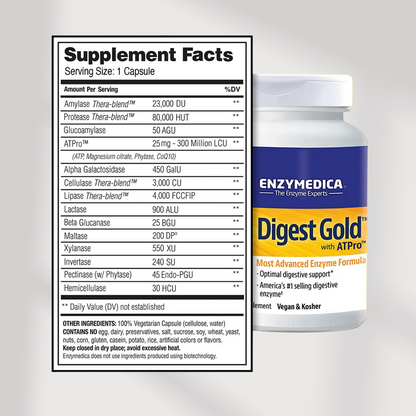 Enzymedica, Digest Gold with ATPro, Digestive Enzyme, Gluten Free, No GMO, Vegan,  21-120 Capsules - Ultimate Sup Singapore