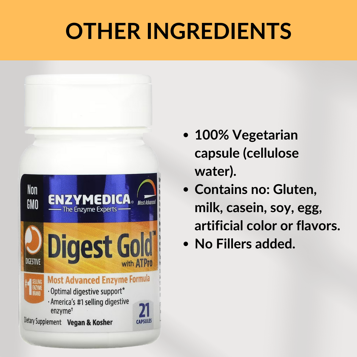 Enzymedica, Digest Gold with ATPro, Digestive Enzyme, Gluten Free, No GMO, Vegan,  21-120 Capsules - Ultimate Sup Singapore