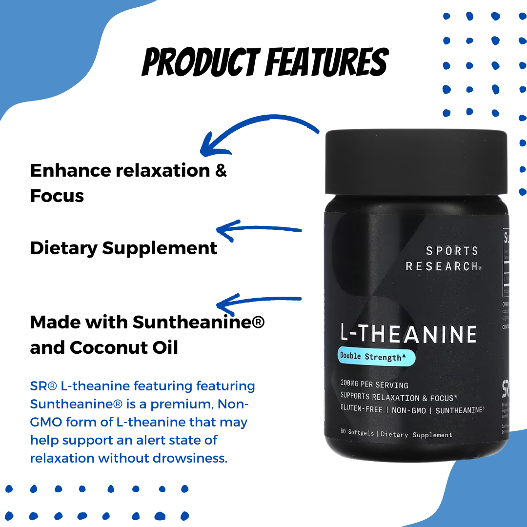 Sports Research, L-theanine 200mg, 60 Softgels - Ultimate Sup Singapore