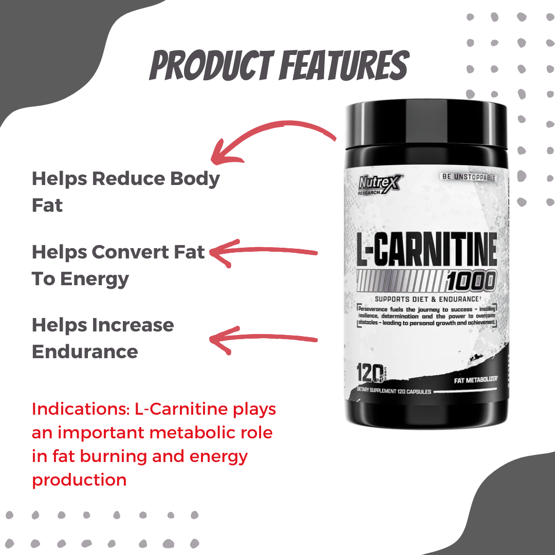 Nutrex Lipo-6 Carnitine, Reduces Body Fat, Increases Endurance, Stimulant Free, Fast Absorbing Capsules, 120 Capsules
