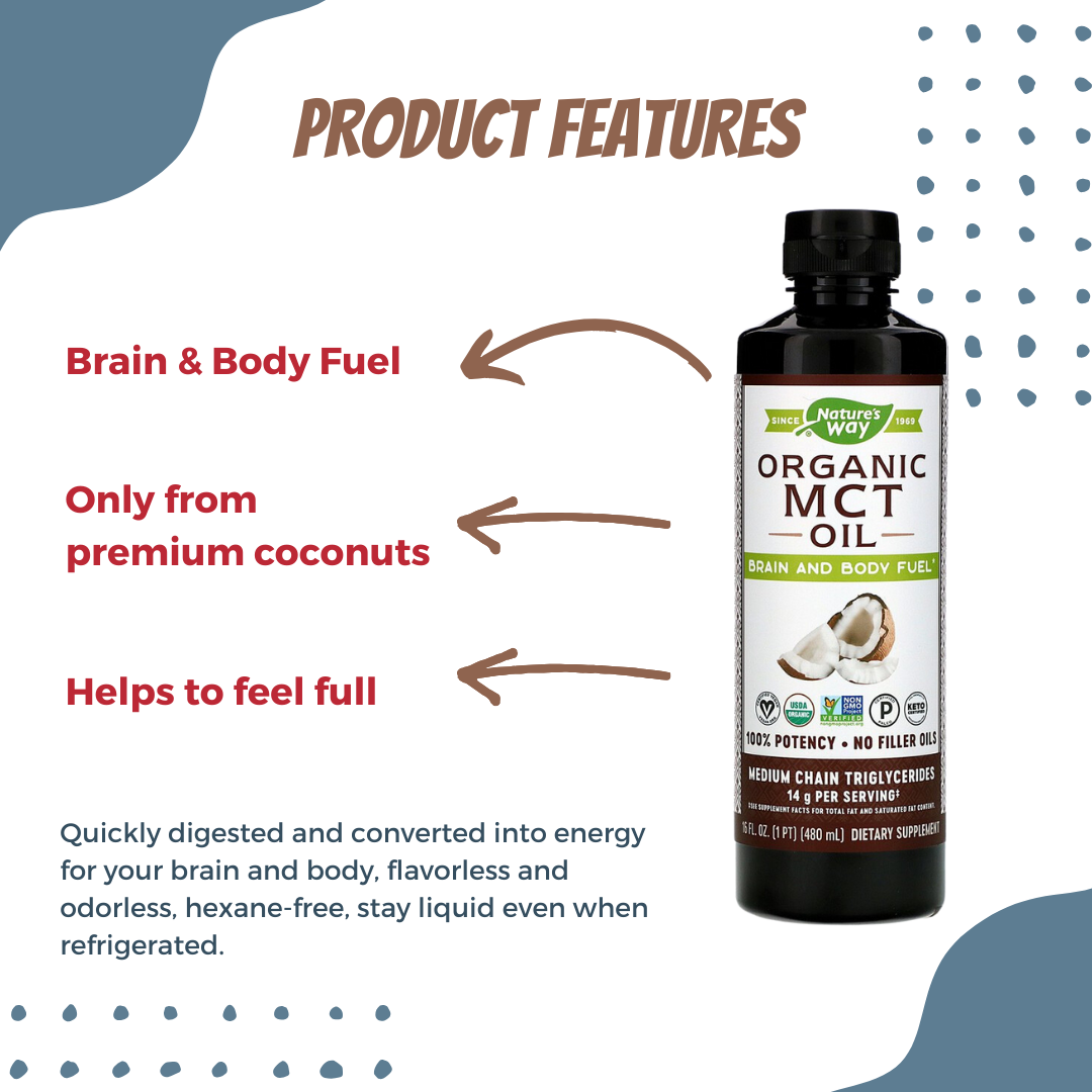 Nature's Way, Organic MCT Oil | Supports Ketogenic Diets | Promote Weight Loss, 480 ml - Ultimate Sup Singapore