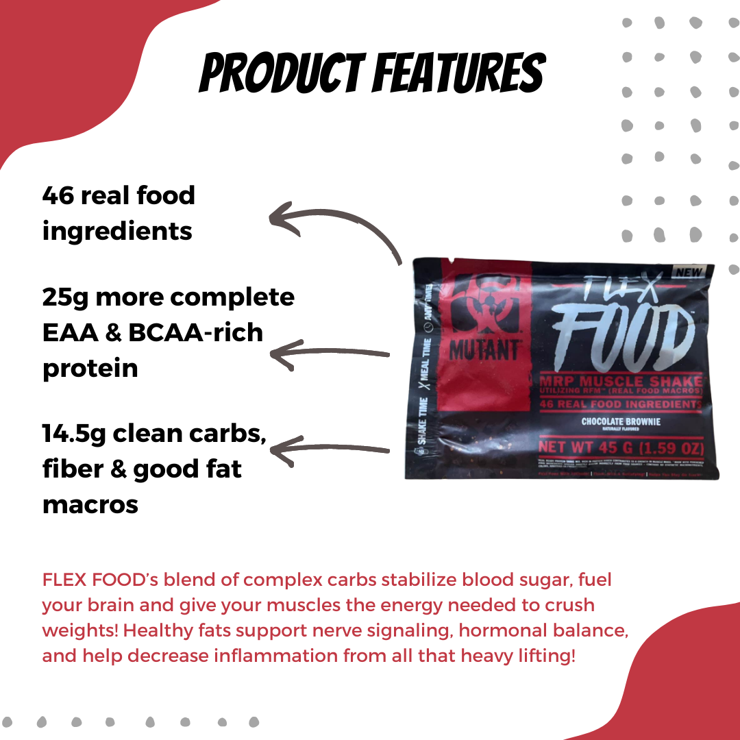 Mutant Flex Food, Choco Brownie, Meal Replacement, High Protein, Probiotics, 45g - Ultimate Sup Singapore