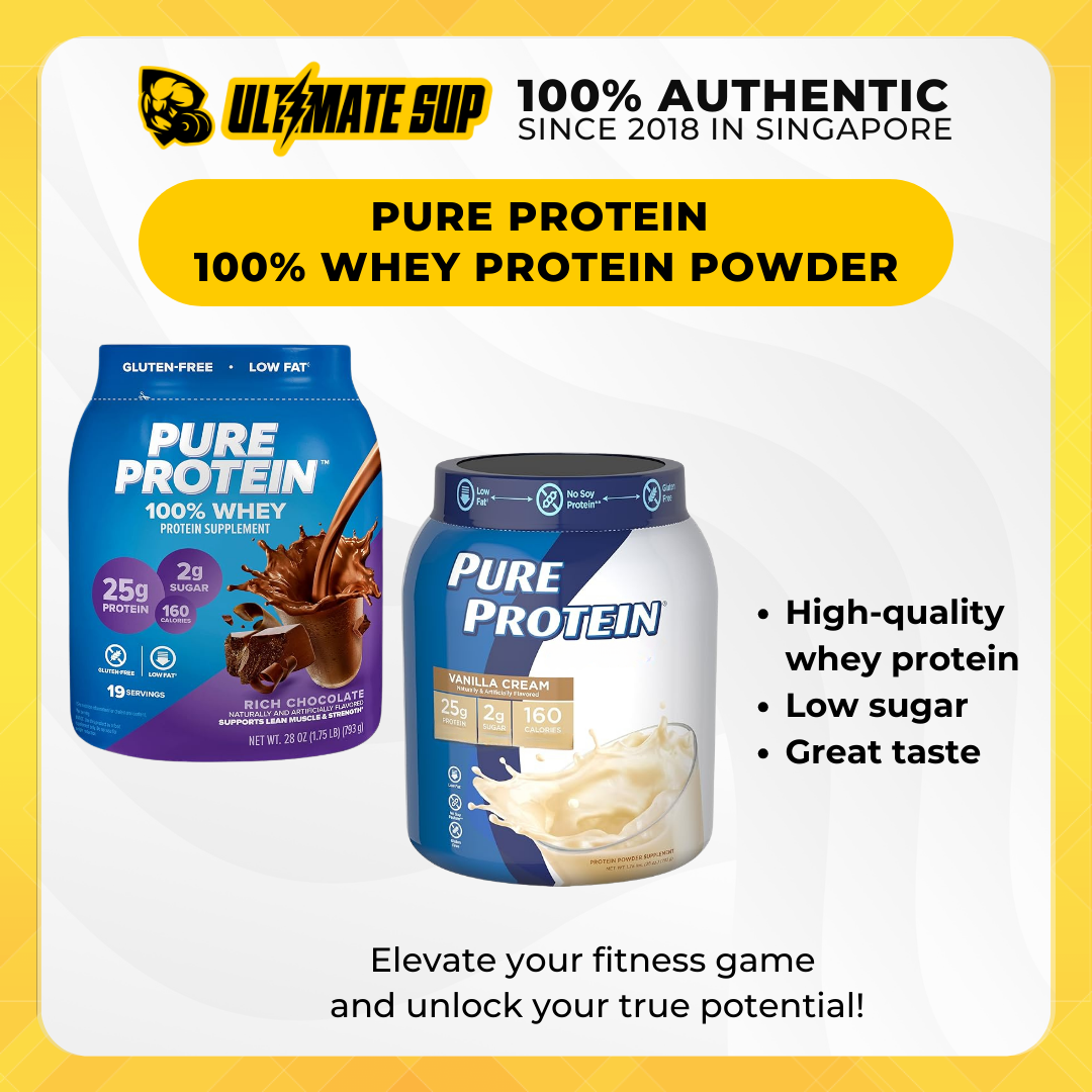 Pure Protein 100% Whey Protein Powder, Protein Supplement, Various Flavors, 1.75 lb - Ultimate Sup Singapore