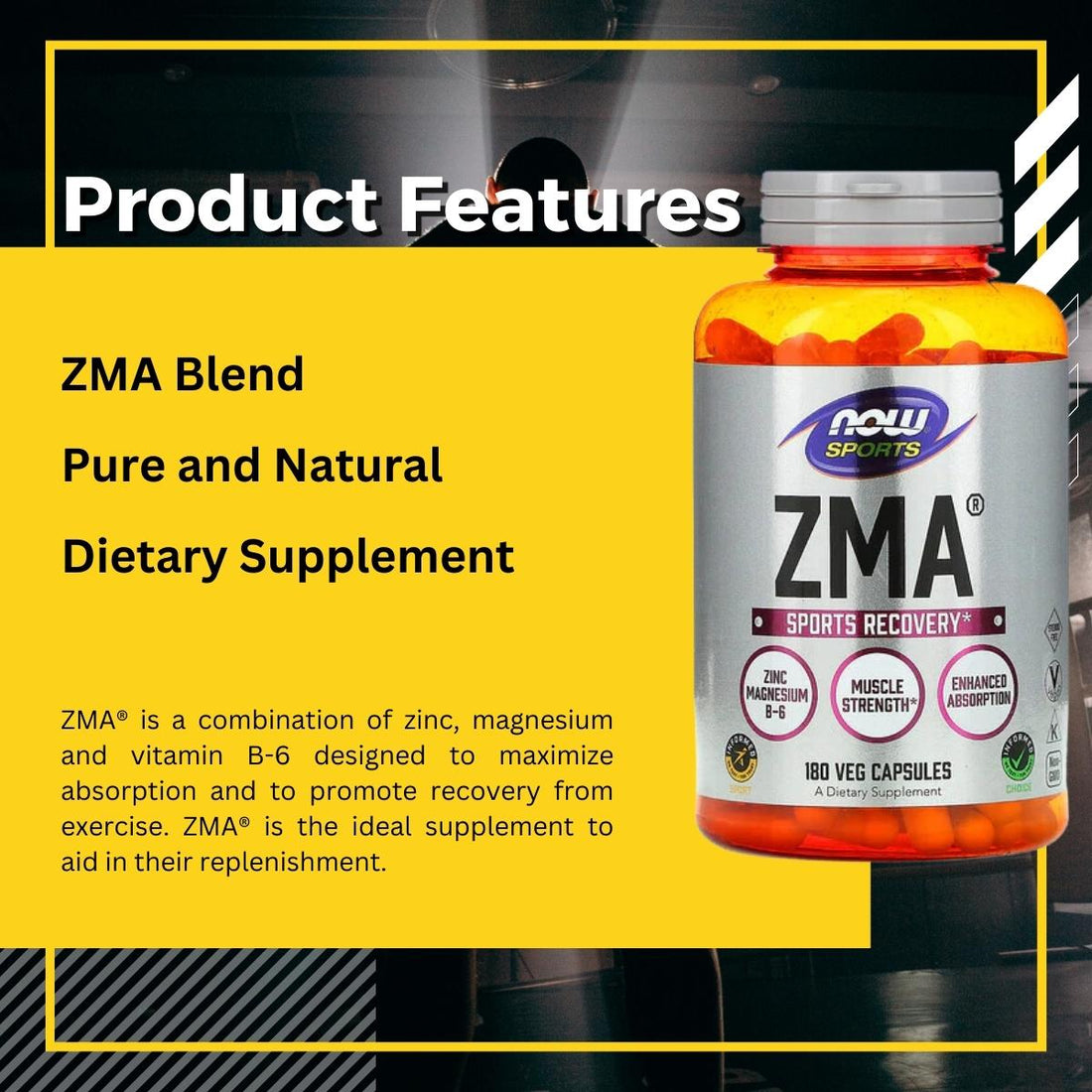 Now Sports, ZMA For Post Workout Recovery, 90 -180 Veg Capsules - Ultimate Sup Singapore