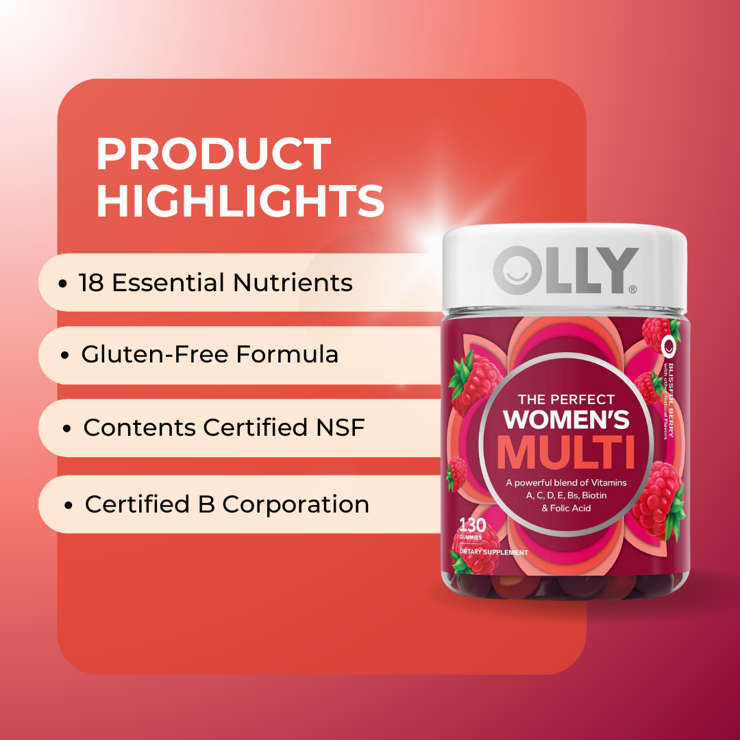 OLLY, Women's Multi, Blissful Berry , Multivitamins For Women, with Biotin & Folic Acid, 130 Gummies - Ultimate Sup Singapore