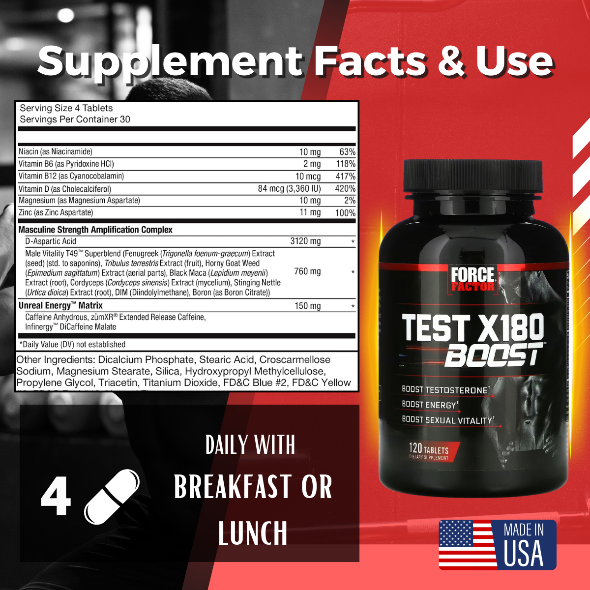 Force Factor, Test X180 Boost, 60-120 Tabs/Caps - Ultimate Sup Singapore
