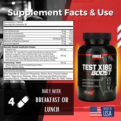 Force Factor, Test X180 Boost, 60-120 Tabs/Caps - Ultimate Sup Singapore