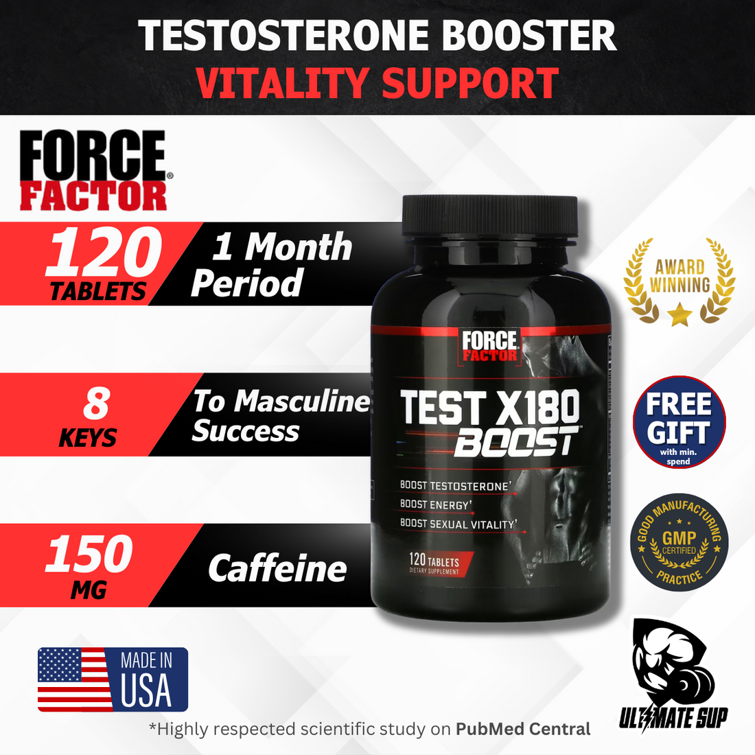 Force Factor, Test X180 Boost, 60-120 Tabs/Caps - Ultimate Sup Singapore