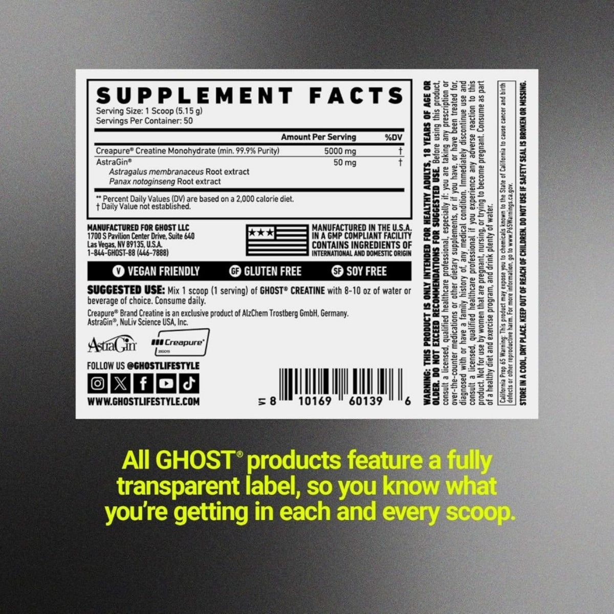 GHOST BASICS Creapure Creatine Monohydrate, AstraGin 50 servings - Ultimate Sup Singapore