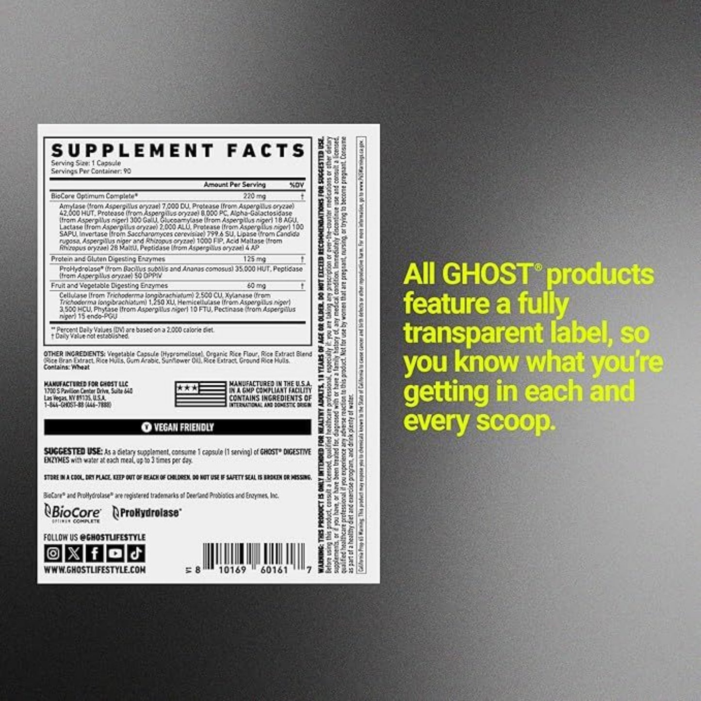 GHOST Basics Digestive Enzymes Supplement, Multi-Enzymes, Probiotics for Supporting Digestion 90 servings - Ultimate Sup Singapore