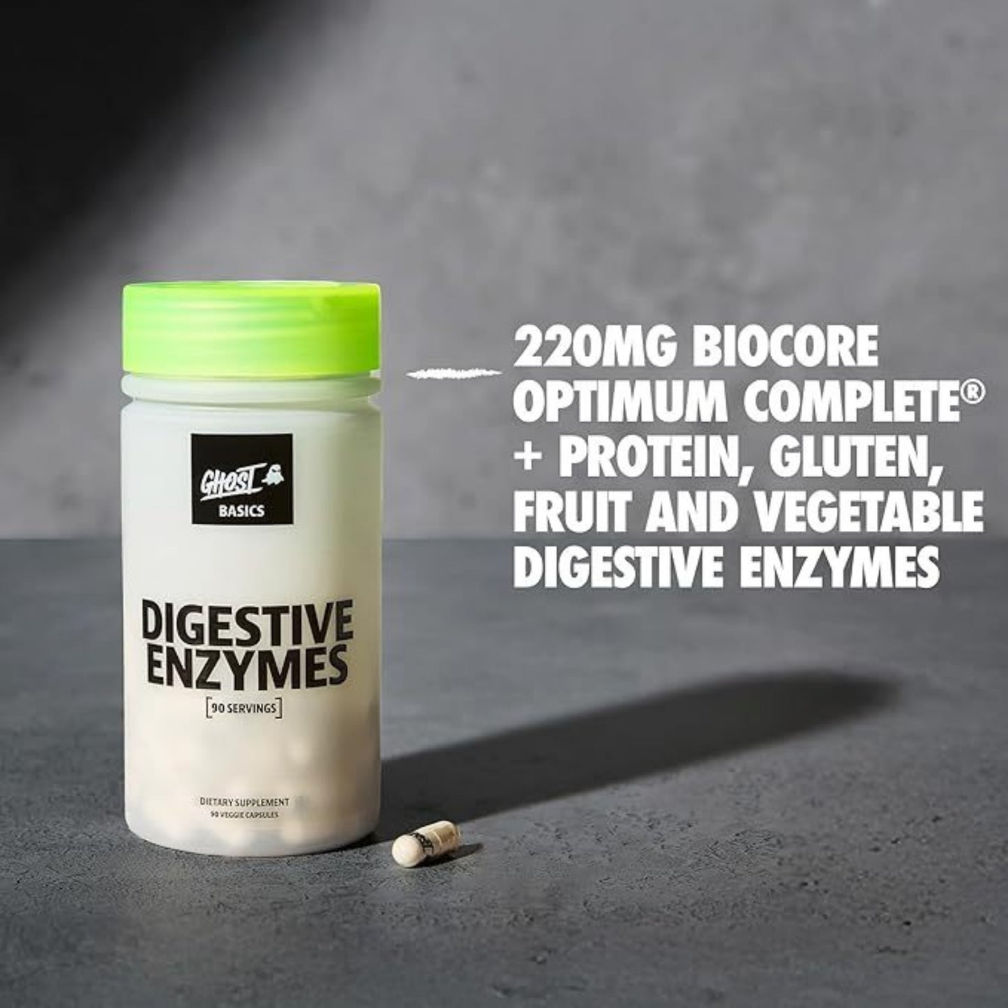 GHOST Basics Digestive Enzymes Supplement, Multi-Enzymes, Probiotics for Supporting Digestion 90 servings - Ultimate Sup Singapore