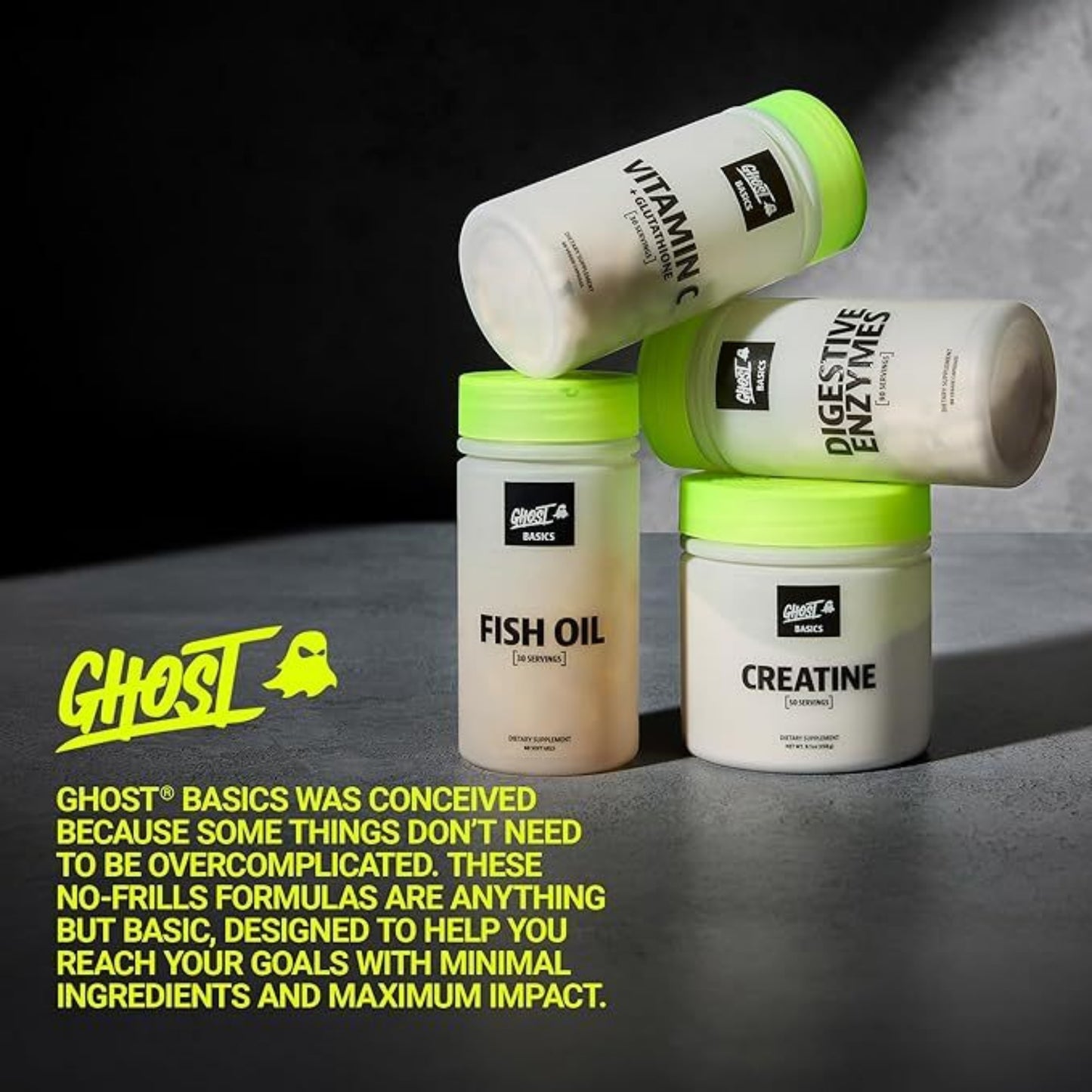 GHOST Basics Digestive Enzymes Supplement, Multi-Enzymes, Probiotics for Supporting Digestion 90 servings - Ultimate Sup Singapore