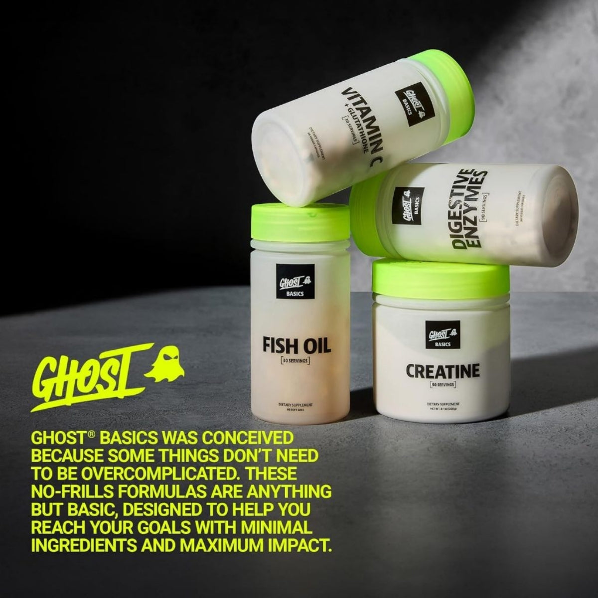 GHOST Basics Vitamin C + Glutathione, For Immune Health Support, Detox & Cleanse, 60 Veggie Capsules - Ultimate Sup Singapore