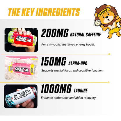 GHOST, Energy Drink, 200mg Caffeine, 12 Cans - Ultimate Sup Singapore