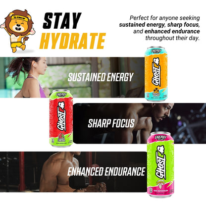 GHOST, Energy Drink, 200mg Caffeine, 12 Cans - Ultimate Sup Singapore