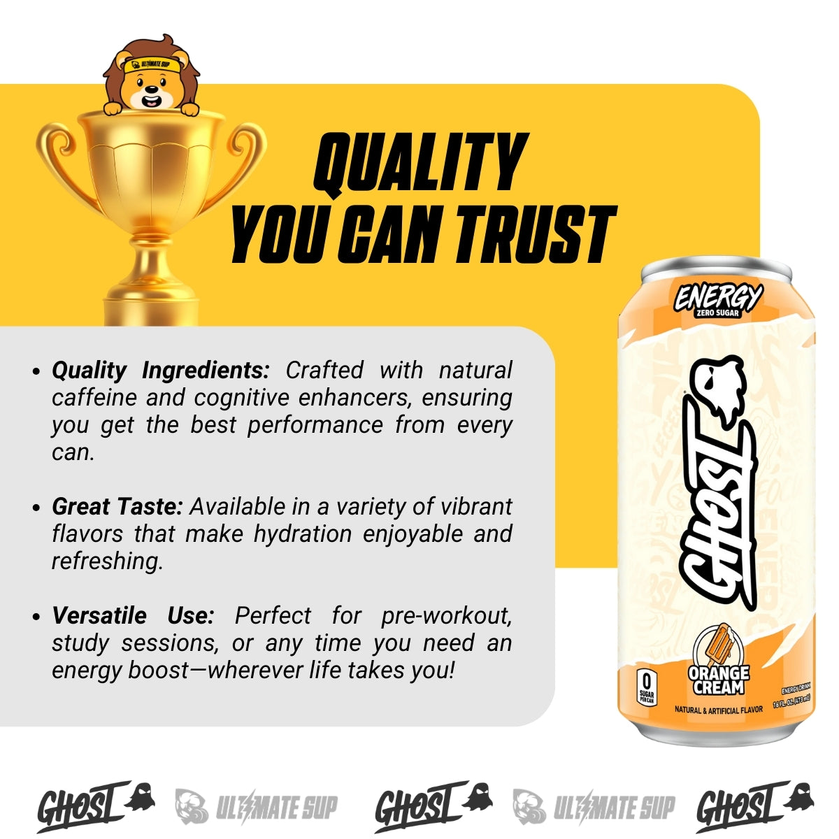 GHOST, Energy Drink, 200mg Caffeine, 12 Cans - Ultimate Sup Singapore