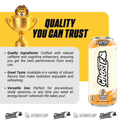 GHOST, Energy Drink, 200mg Caffeine, 12 Cans - Ultimate Sup Singapore