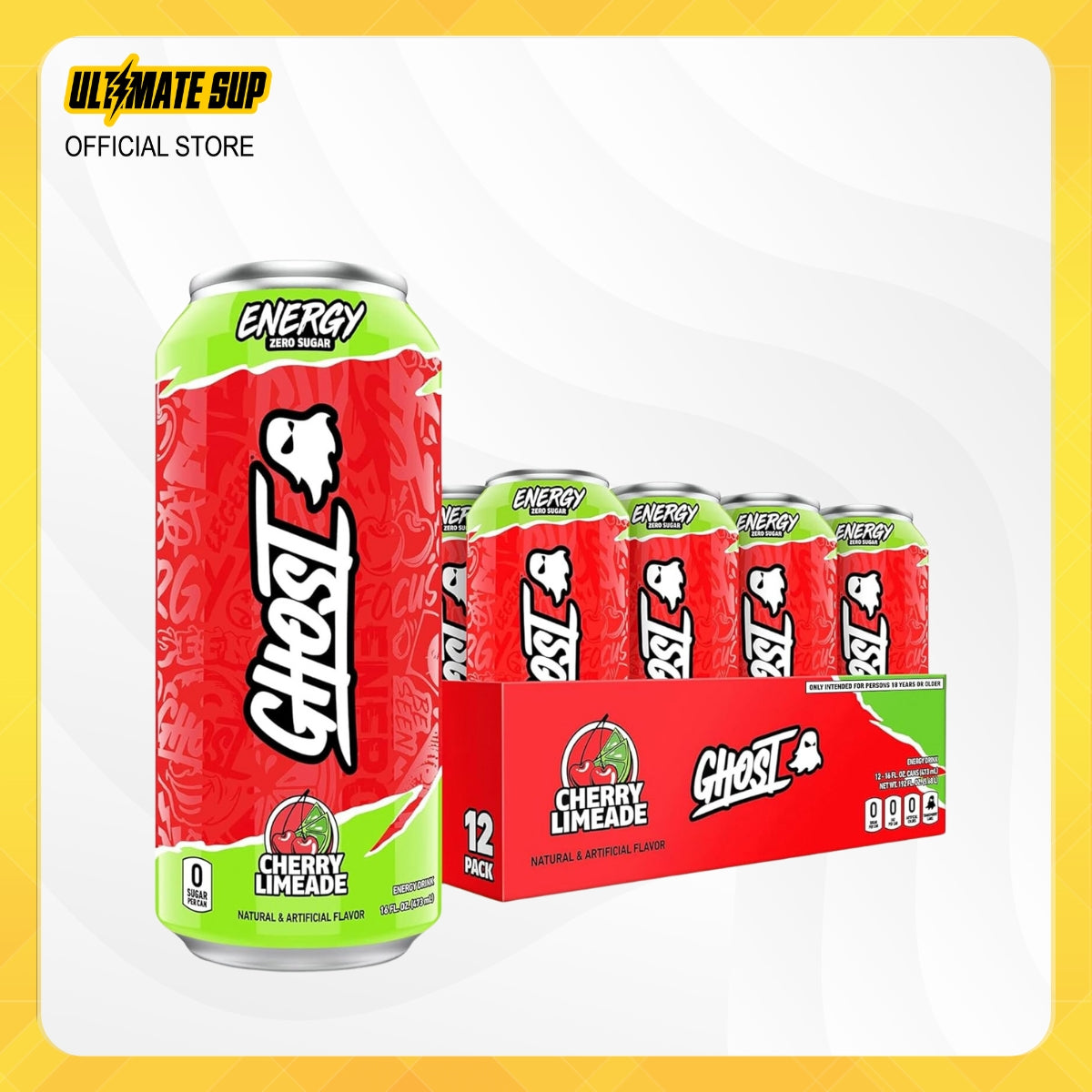 GHOST, Energy Drink, 200mg Caffeine, 12 Cans - Ultimate Sup Singapore