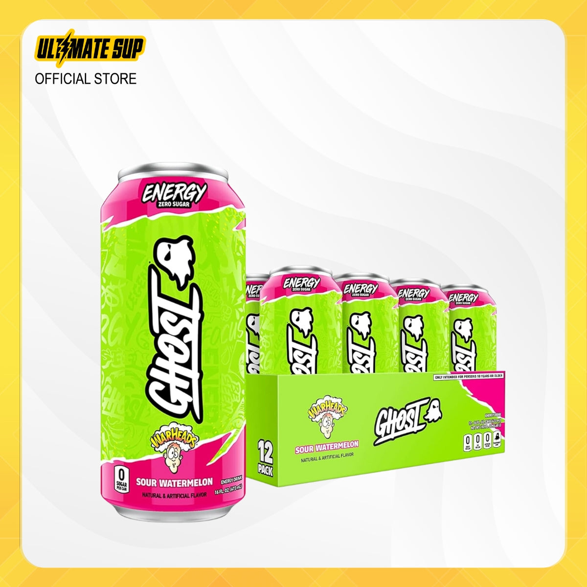 GHOST, Energy Drink, 200mg Caffeine, 12 Cans - Ultimate Sup Singapore