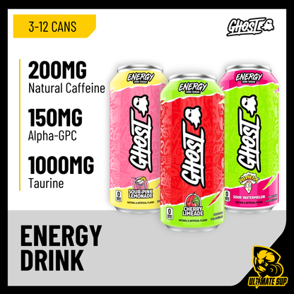 GHOST, Energy Drink, 200mg Caffeine, 12 Cans - Ultimate Sup Singapore