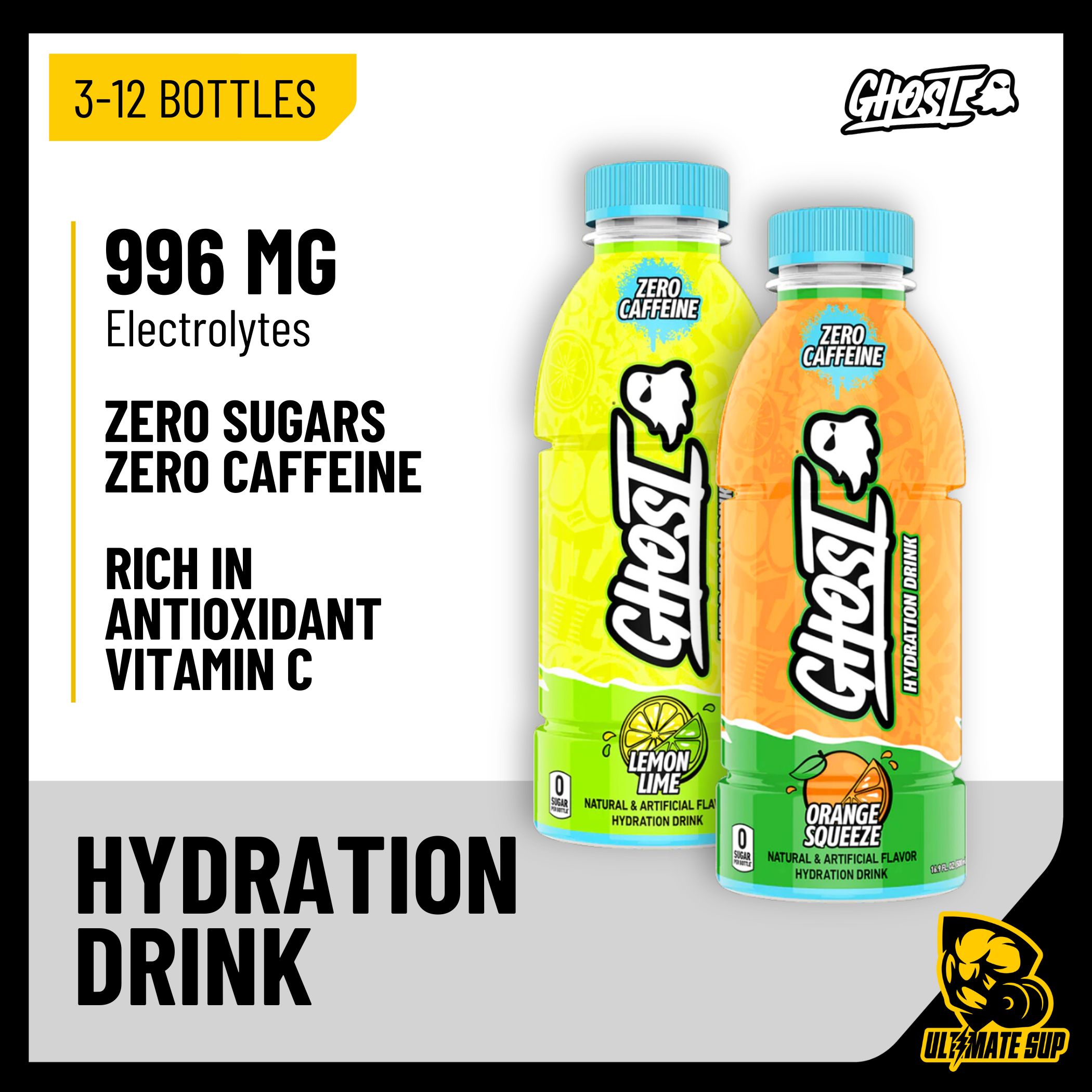 GHOST, Hydration Drink, 3-12 Bottles - Ultimate Sup Singapore