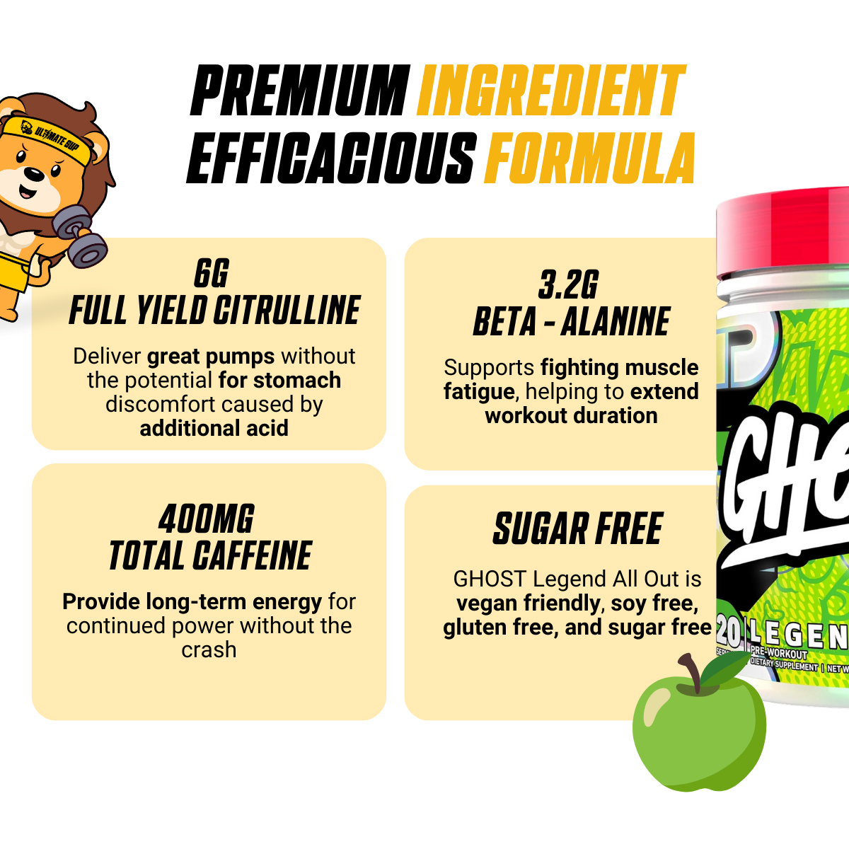 GHOST, Legend All Out Pre-Workout Powder, 20 Sers - Ultimate Sup Singapore