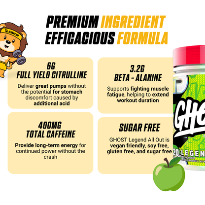 GHOST, Legend All Out Pre-Workout Powder, 20 Sers - Ultimate Sup Singapore
