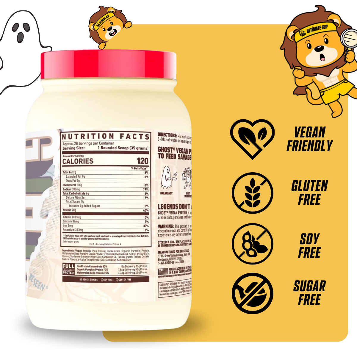 GHOST, Vegan Protein Powder, 2.2lbs - Ultimate Sup Singapore