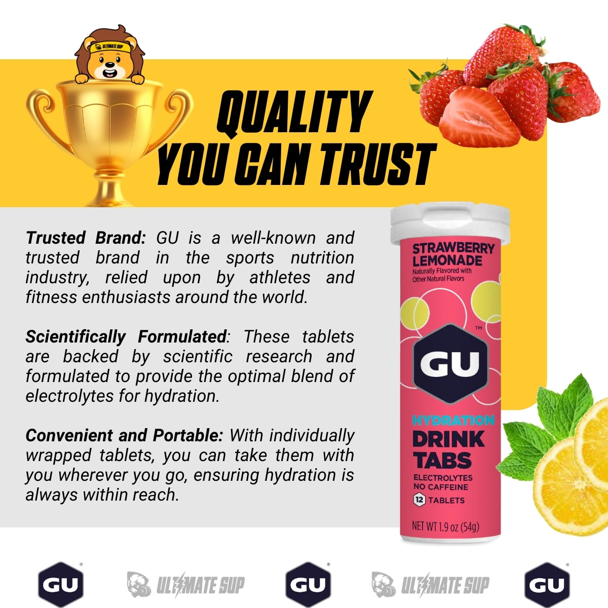 GU Energy, Hydration Drink Tablets, Electrolytes, Various Flavors, 4-8 tubes - Ultimate Sup Singapore