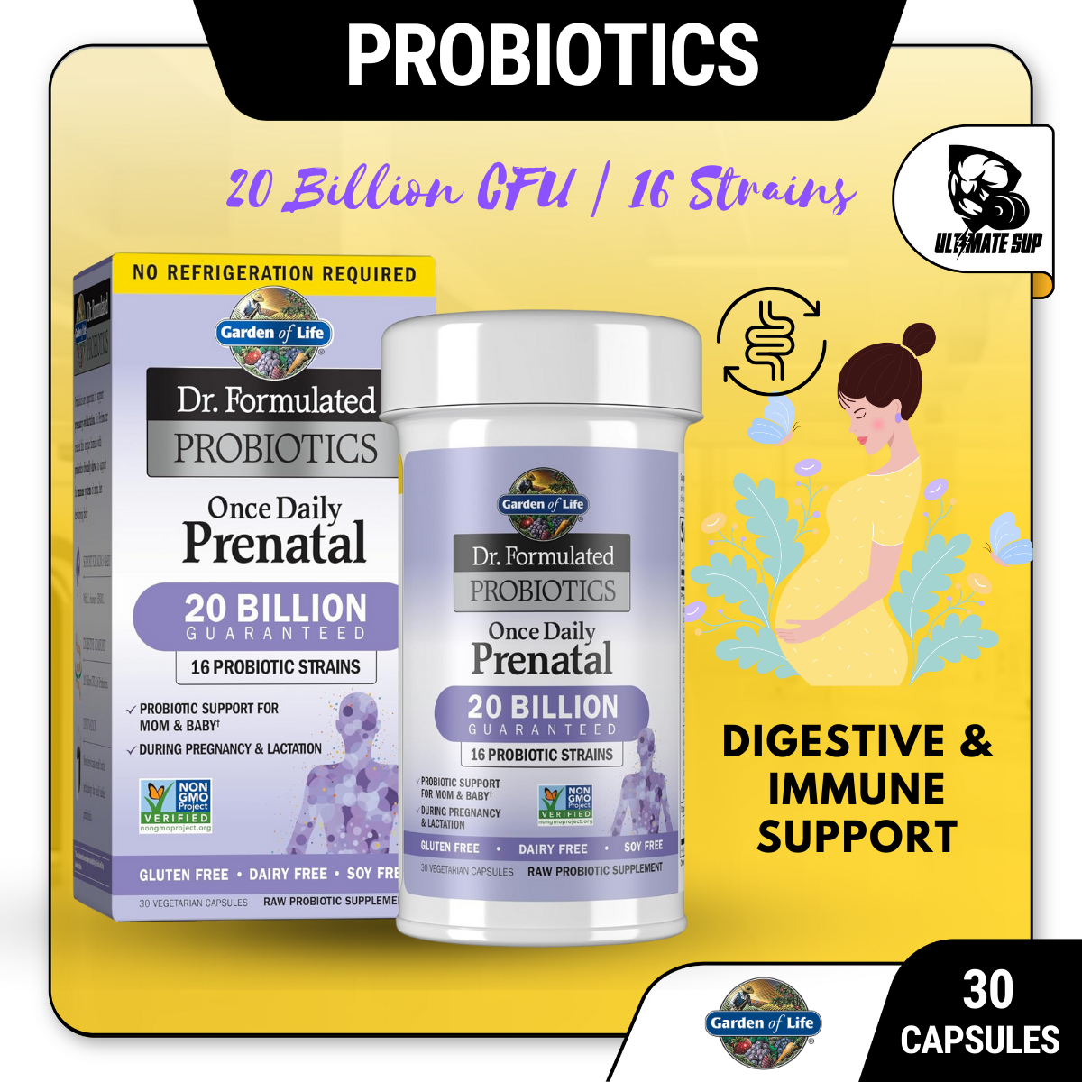 Garden of Life, Dr. Formulated Probiotics, Once Daily Prenatal, 30 Vegetarian Capsules - Ultimate Sup Singapore