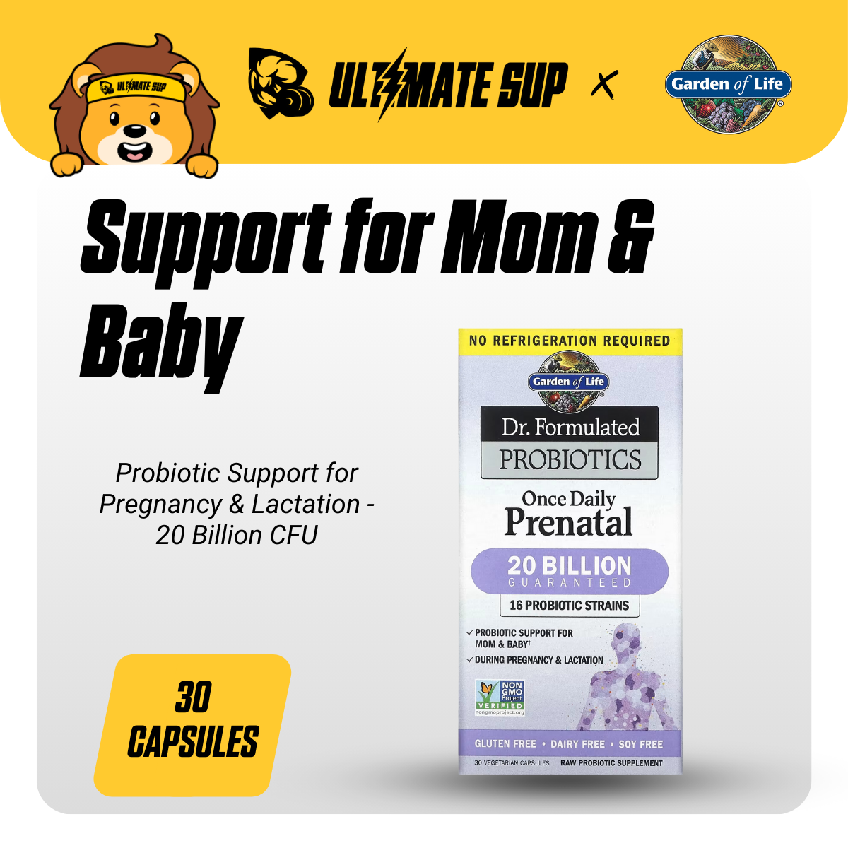 Garden of Life, Dr. Formulated Probiotics, Once Daily Prenatal, 30 Vegetarian Capsules - Ultimate Sup Singapore