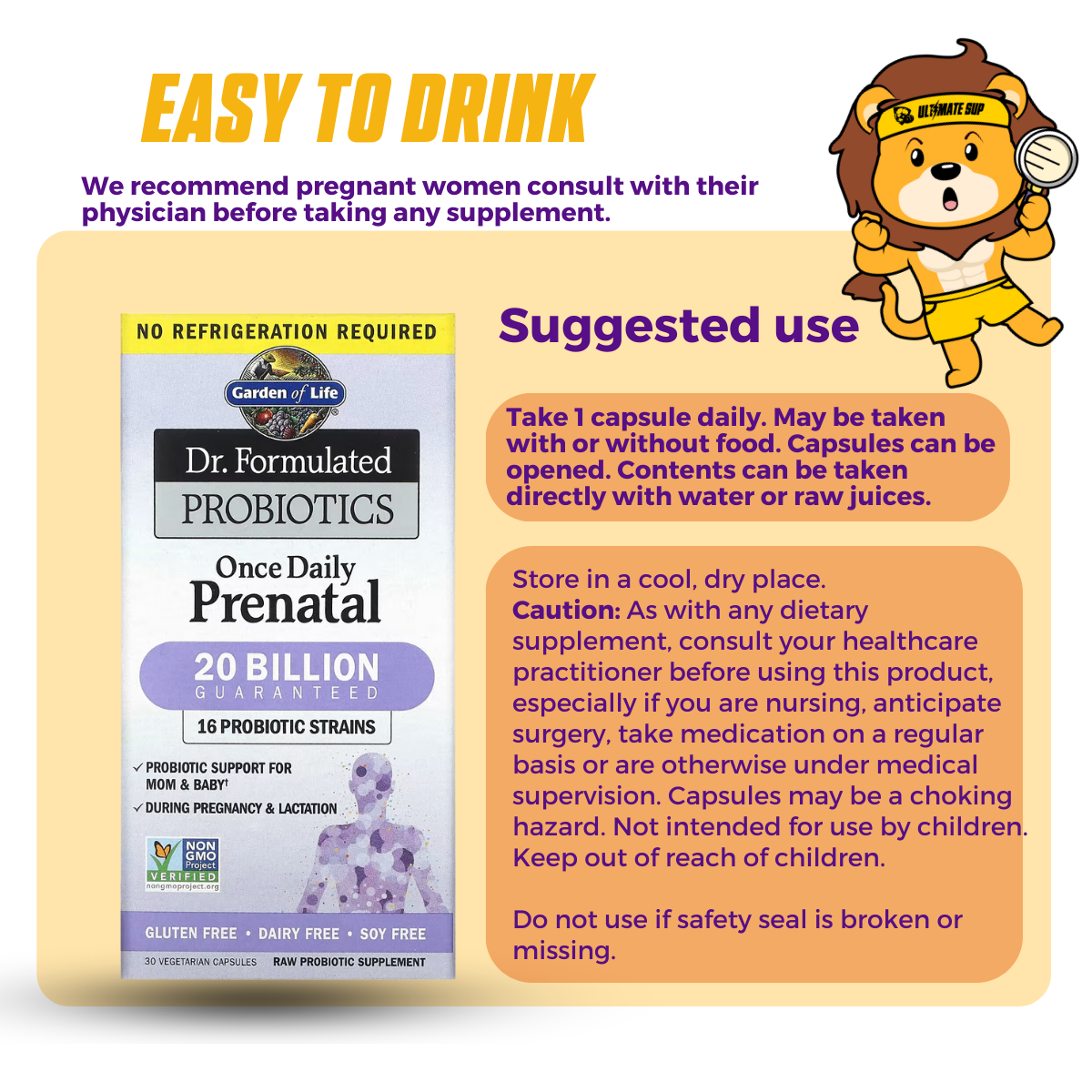 Garden of Life, Dr. Formulated Probiotics, Once Daily Prenatal, 30 Vegetarian Capsules - Ultimate Sup Singapore