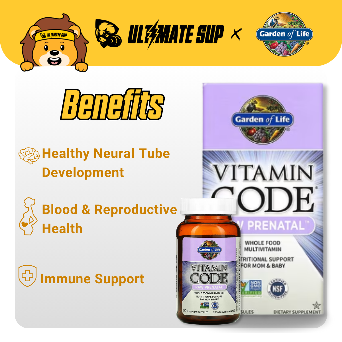 Garden of Life, Vitamin Code, Prenatal Vitamins, Immune Support for Mom and Baby, 90 Capsules - Ultimate Sup Singapore