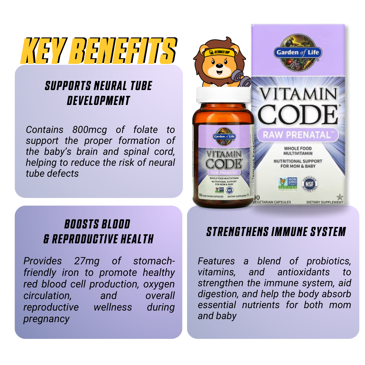 Garden of Life, Vitamin Code, Prenatal Vitamins, Immune Support for Mom and Baby, 90 Capsules - Ultimate Sup Singapore