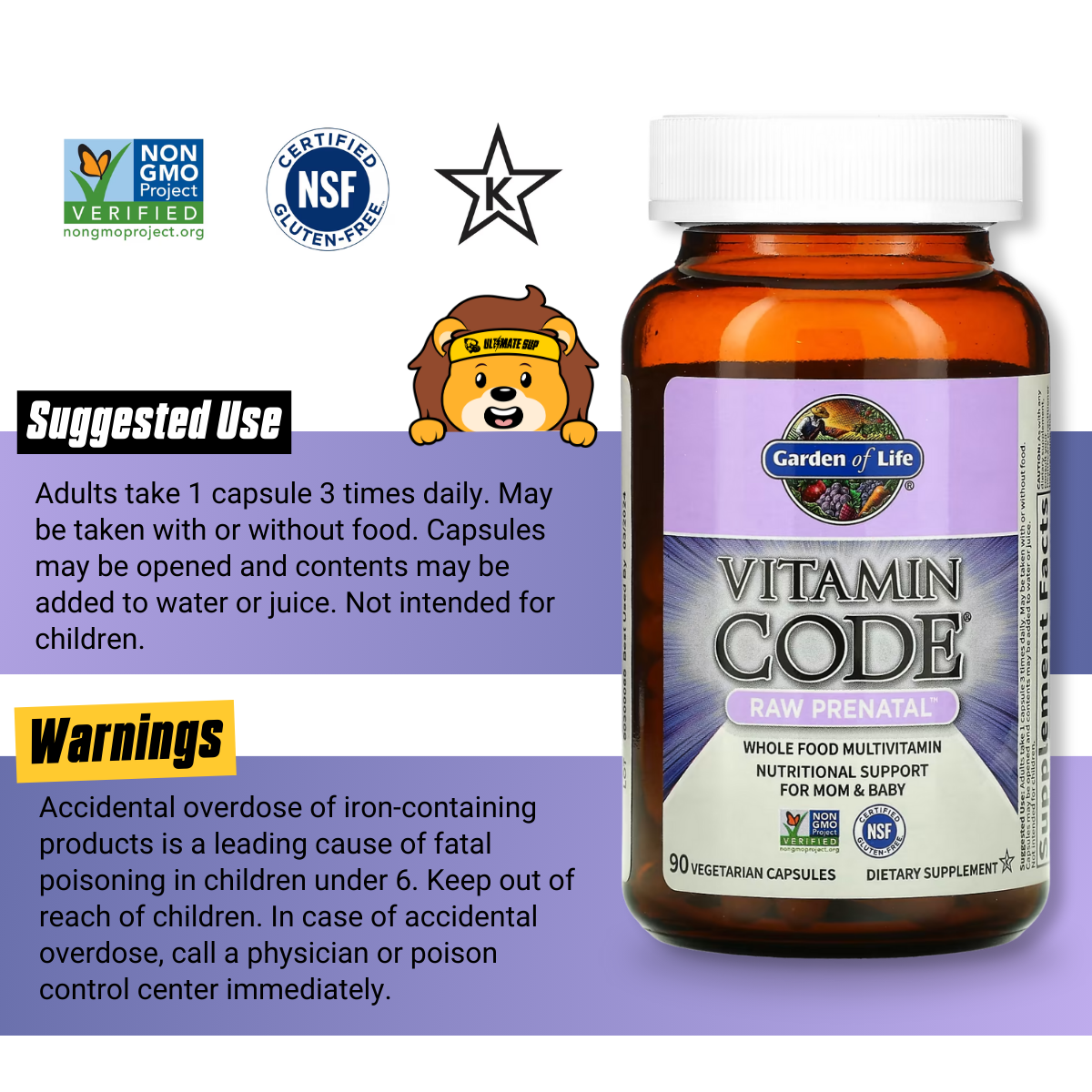 Garden of Life, Vitamin Code, Prenatal Vitamins, Immune Support for Mom and Baby, 90 Capsules - Ultimate Sup Singapore