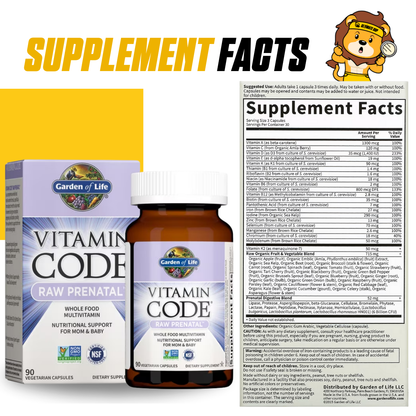 Garden of Life, Vitamin Code, Prenatal Vitamins, Immune Support for Mom and Baby, 90 Capsules - Ultimate Sup Singapore